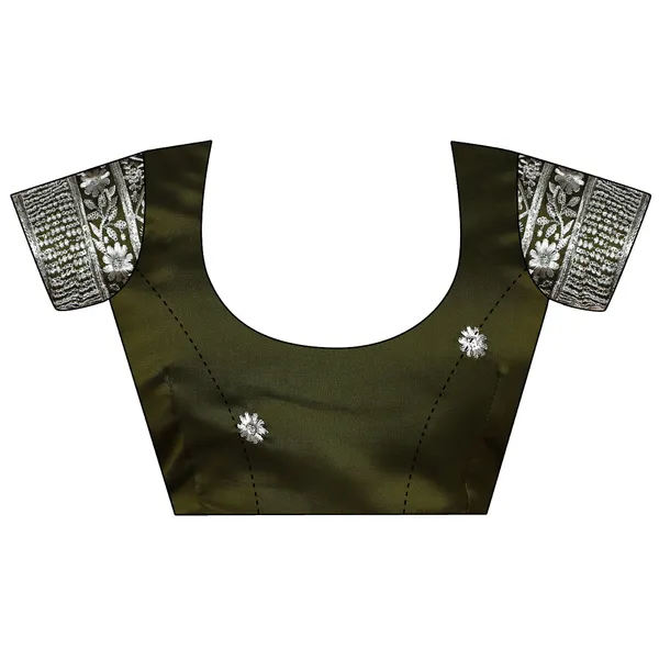 Mehendi_Chiffon_Saree_With_Blouse_For_Women