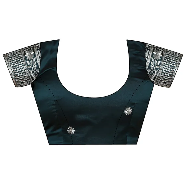 Navy_Blue_Chiffon_Saree_With_Blouse_For_Women