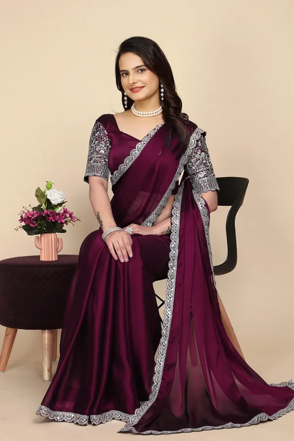 Purple_Chiffon_Saree_With_Blouse_For_Women