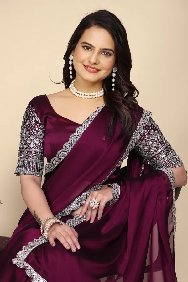 Purple_Chiffon_Saree_With_Blouse_For_Women