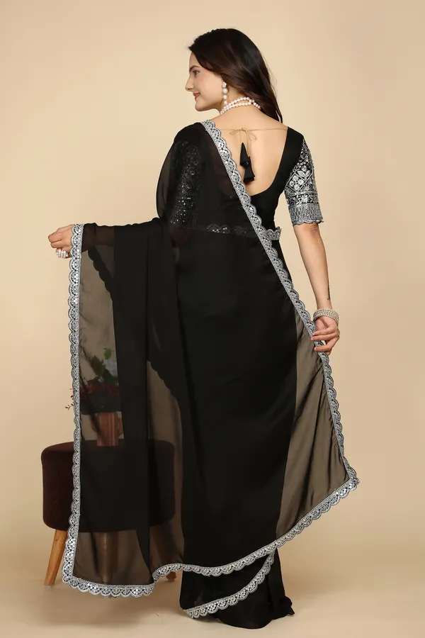 Black_Chiffon_Saree_With_Blouse_For_Women