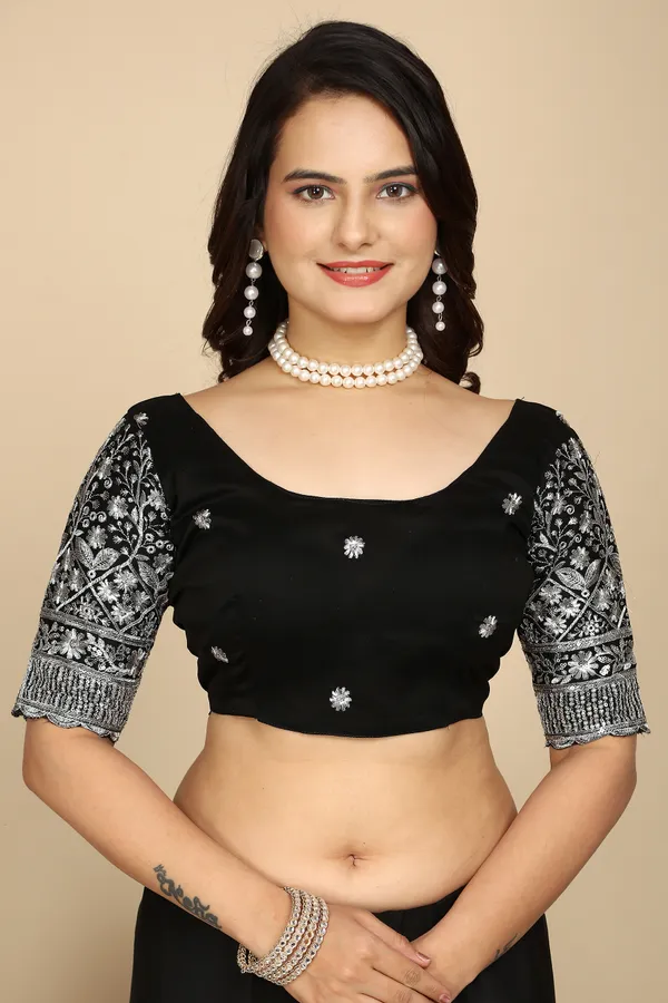 Black_Chiffon_Saree_With_Blouse_For_Women