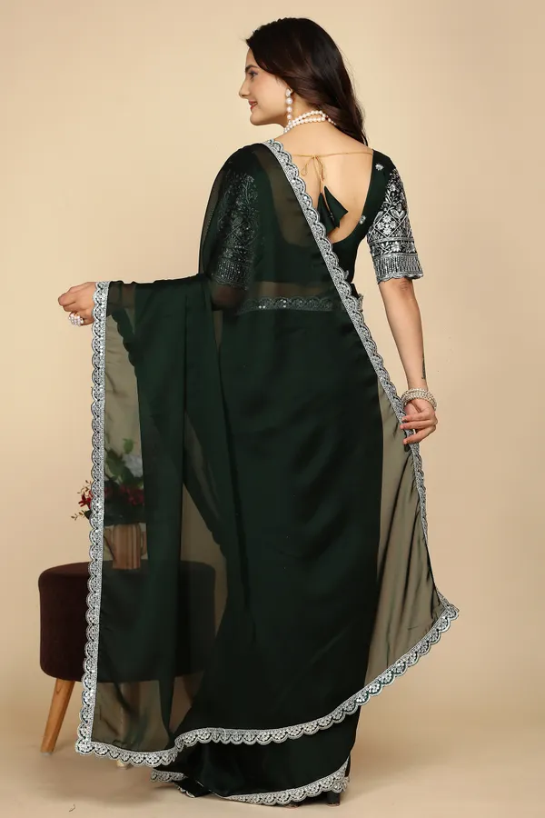 Green_Chiffon_Saree_With_Blouse_For_Women