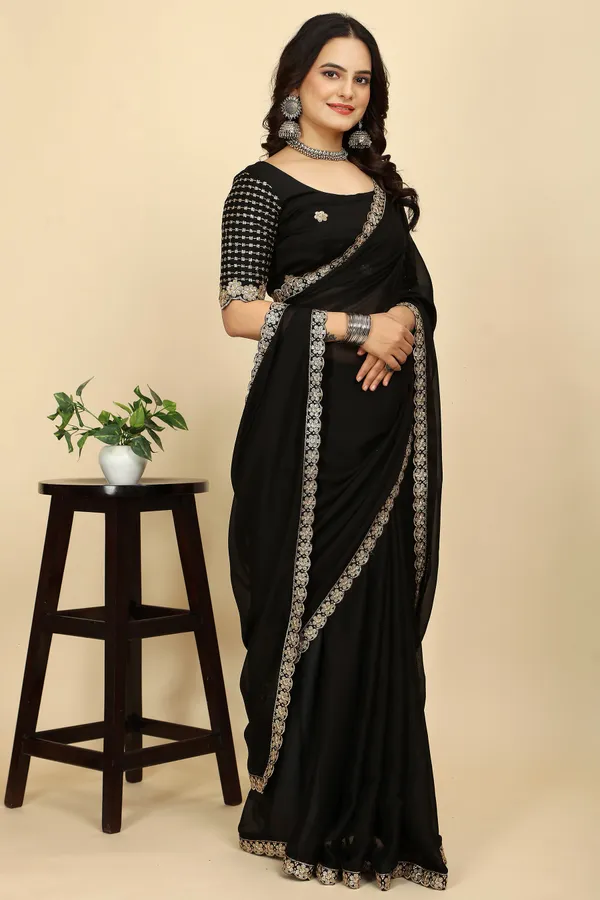 Black_Chiffon_Saree_With_Blouse_Piece_For_Women