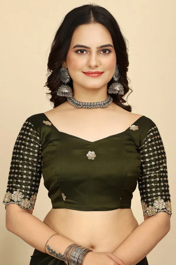 Mehendi_Chiffon_Saree_With_Blouse_Piece_For_Women