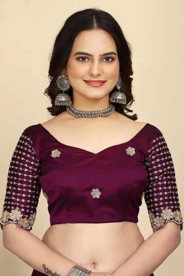Purple_Chiffon_Saree_With_Blouse_Piece_For_Women