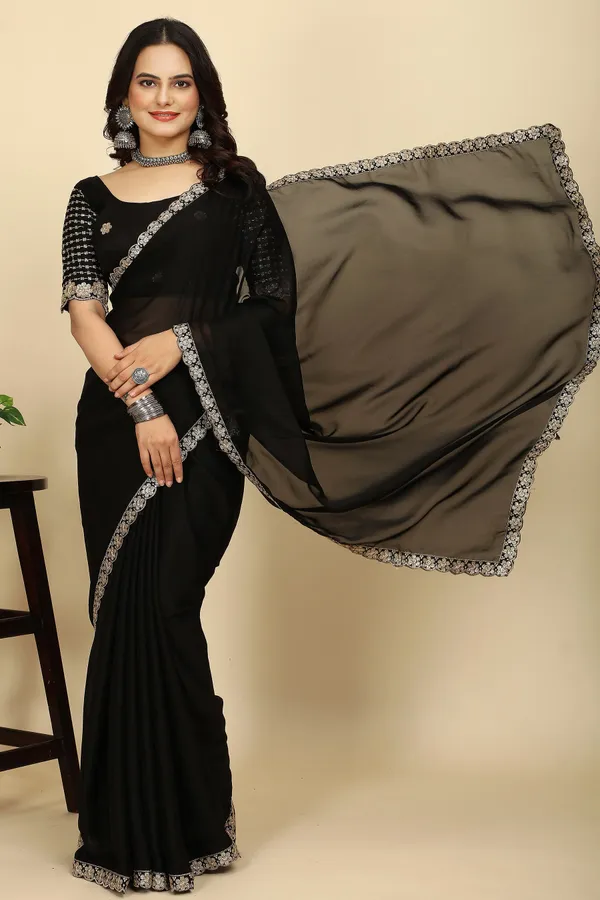 Black_Chiffon_Saree_With_Blouse_Piece_For_Women