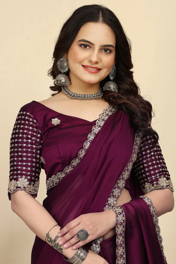 Purple_Chiffon_Saree_With_Blouse_Piece_For_Women