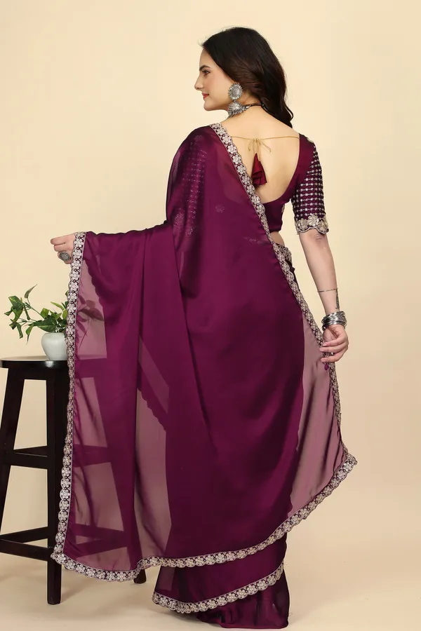 Purple_Chiffon_Saree_With_Blouse_Piece_For_Women