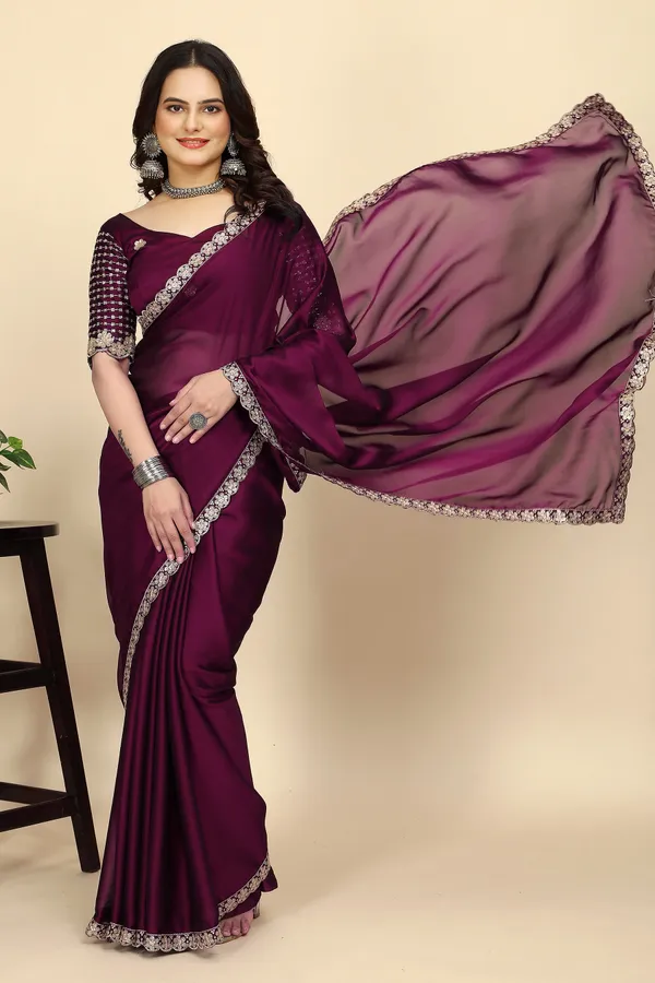 Purple_Chiffon_Saree_With_Blouse_Piece_For_Women