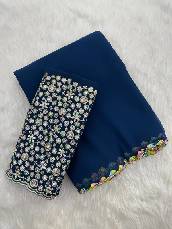 Navy_Blue_Georgette_Saree_With_Siroski_Blouse_For_Women