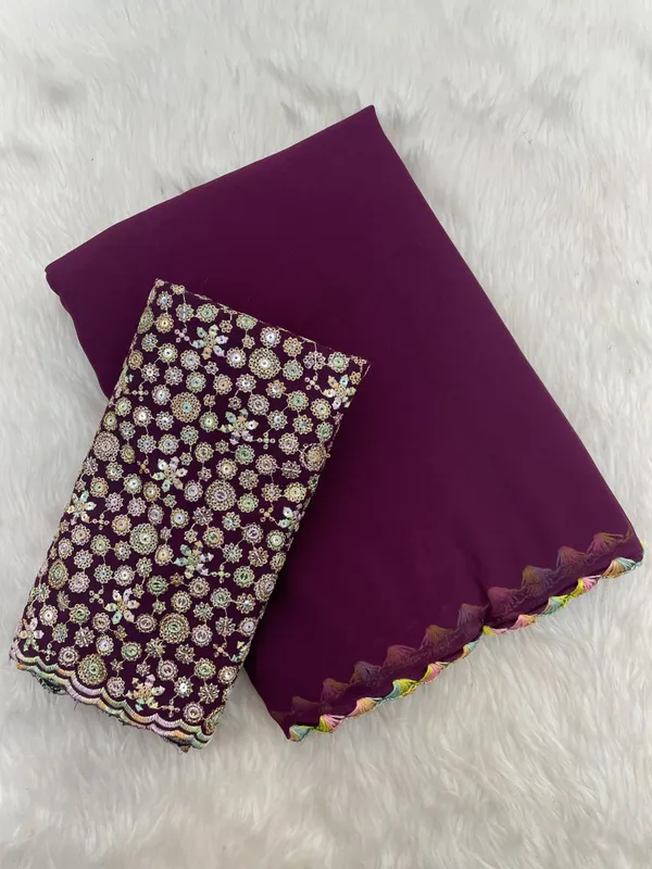 Purple_Georgette_Saree_With_Siroski_Blouse_For_Women