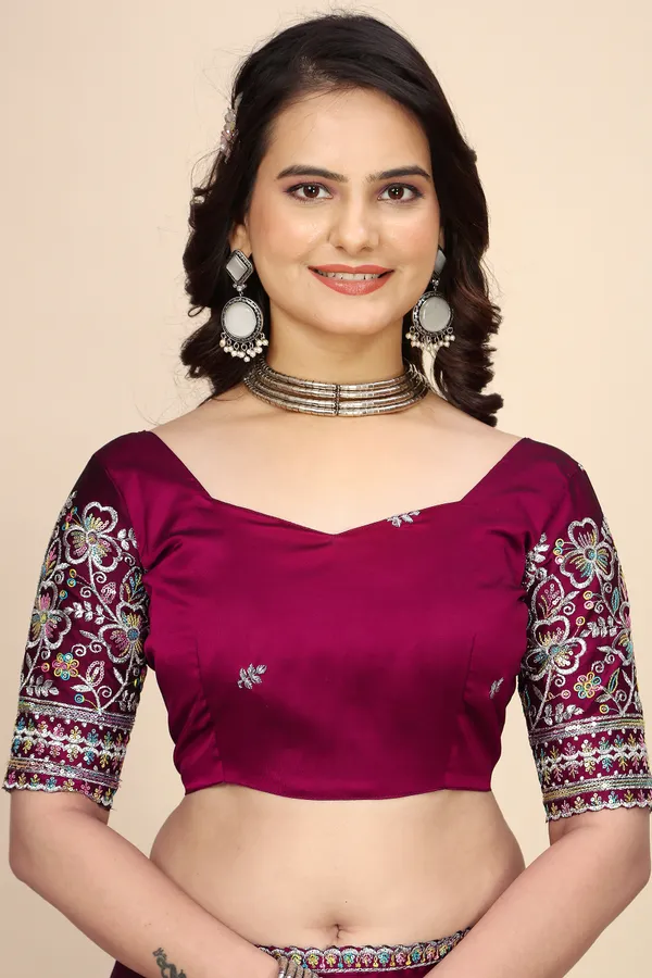 Red_Chiffon_Saree_With_Blouse_For_Women