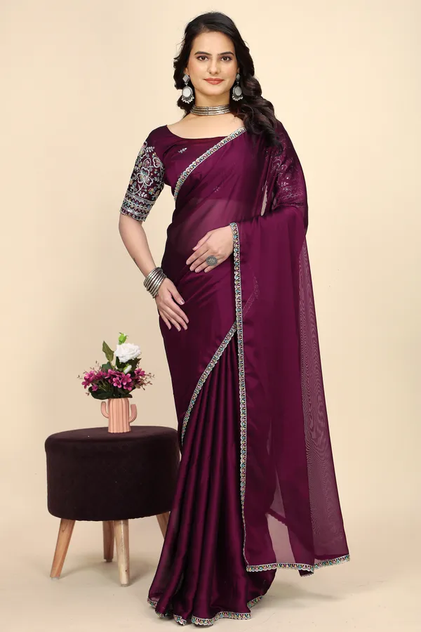 Purple_Chiffon_Saree_With_Blouse_For_Women