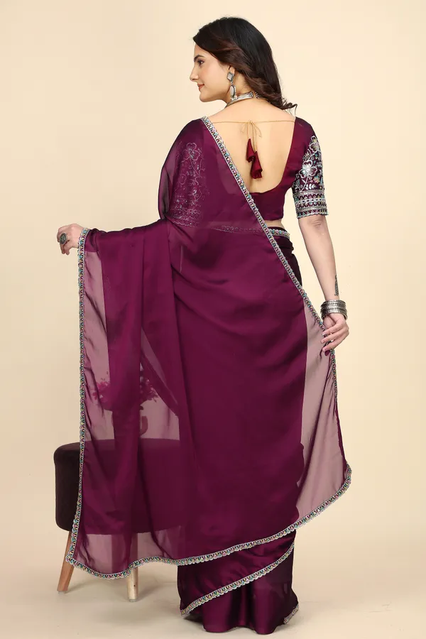 Purple_Chiffon_Saree_With_Blouse_For_Women