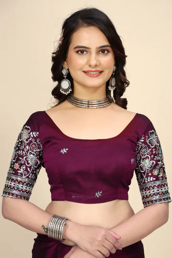 Purple_Chiffon_Saree_With_Blouse_For_Women
