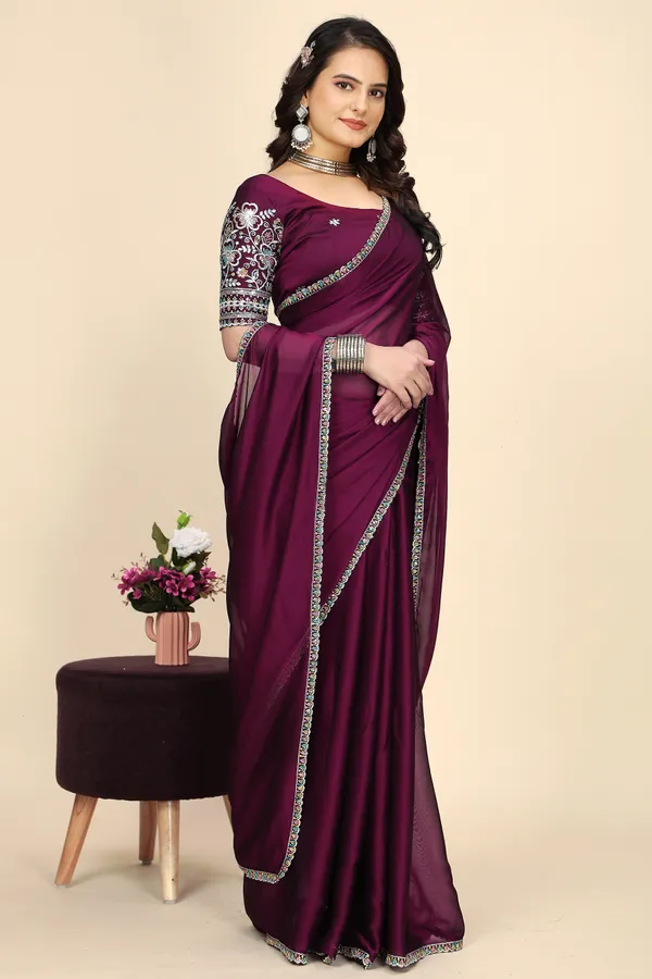 Purple_Chiffon_Saree_With_Blouse_For_Women