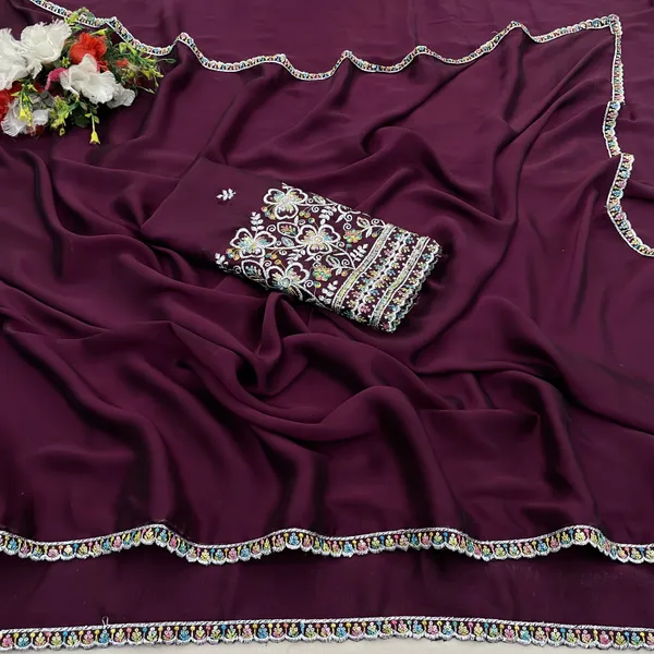 Purple_Chiffon_Saree_With_Blouse_For_Women