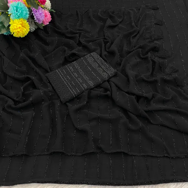 Black_Chiffon_Saree_With_Blouse_For_Women
