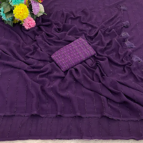 Purple_Chiffon_Saree_With_Blouse_For_Women