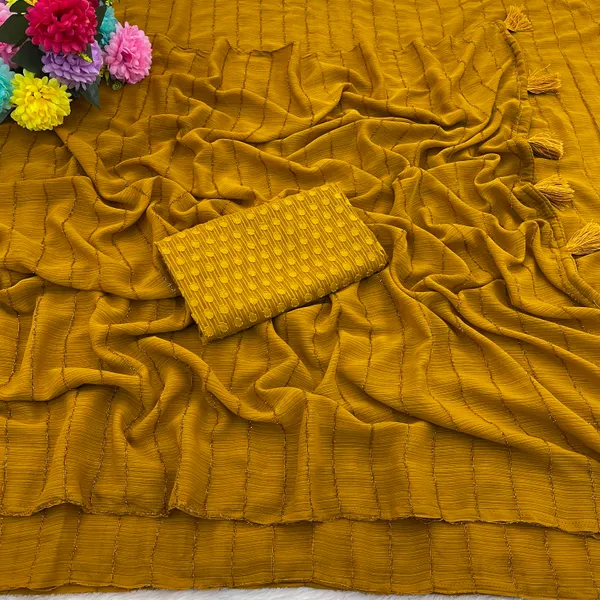 Yellow_Chiffon_Saree_With_Blouse_For_Women