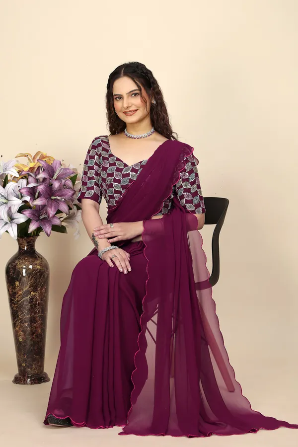 Purple_Georgette_Saree_With_Blouse_For_Women