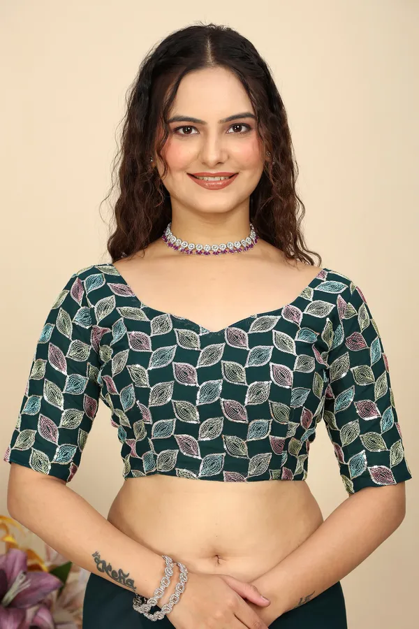 Green_Georgette_Saree_With_Blouse_For_Women