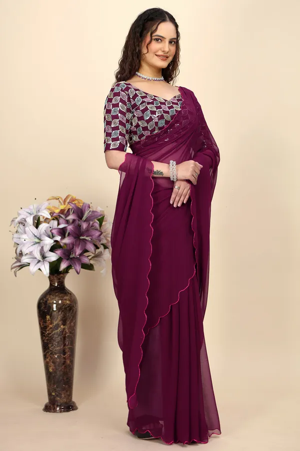 Purple_Georgette_Saree_With_Blouse_For_Women