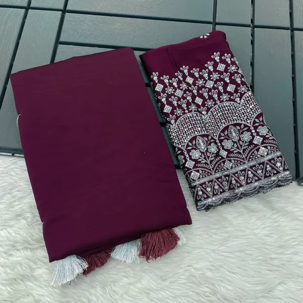 Purple_Chiffon_Saree_With_Blouse_For_Women