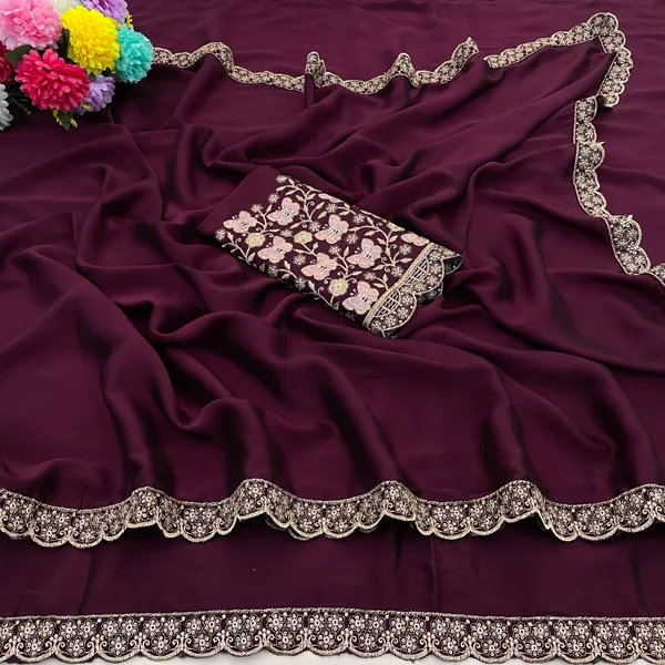 Purple_Chiffon_Saree_With_Blouse_For_Women