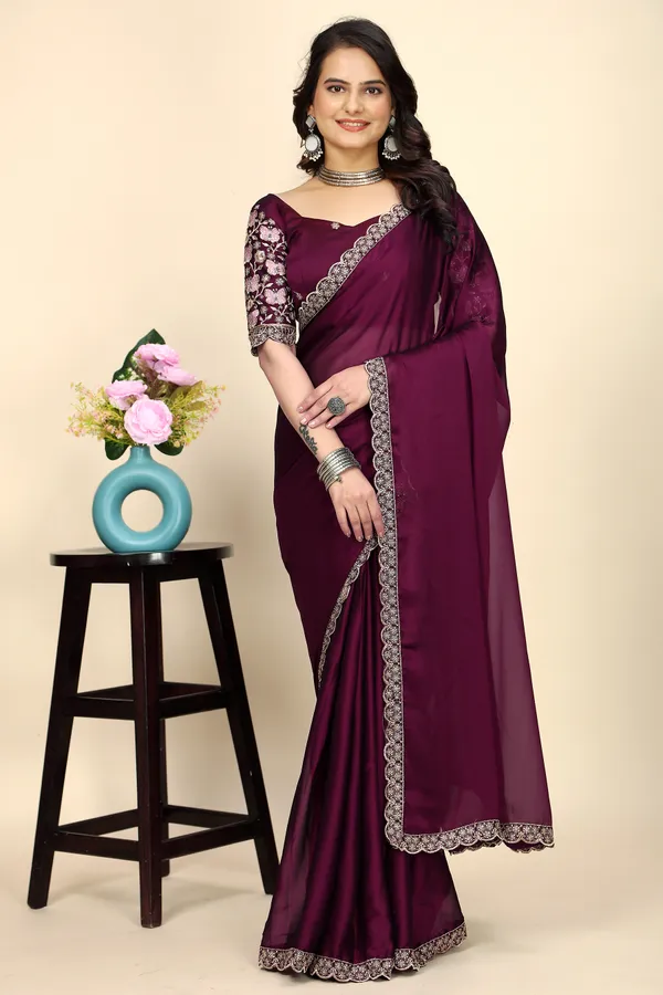 Purple_Chiffon_Saree_With_Blouse_For_Women
