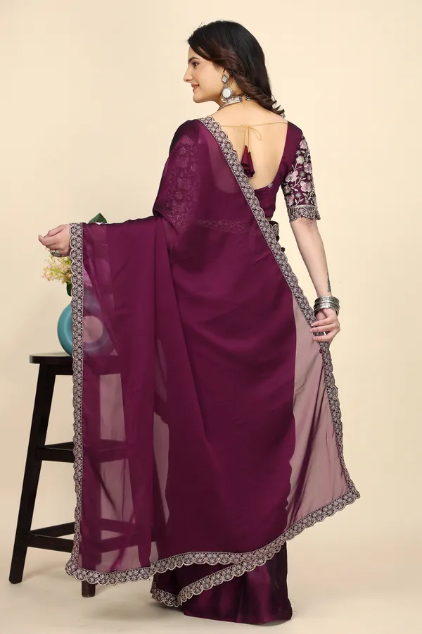 Purple_Chiffon_Saree_With_Blouse_For_Women