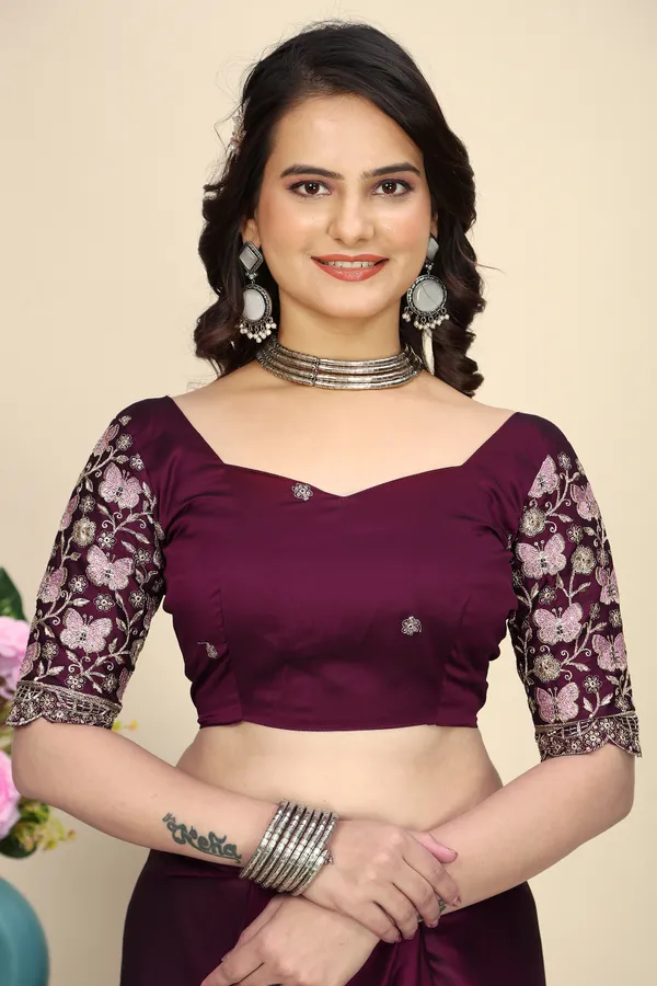 Purple_Chiffon_Saree_With_Blouse_For_Women