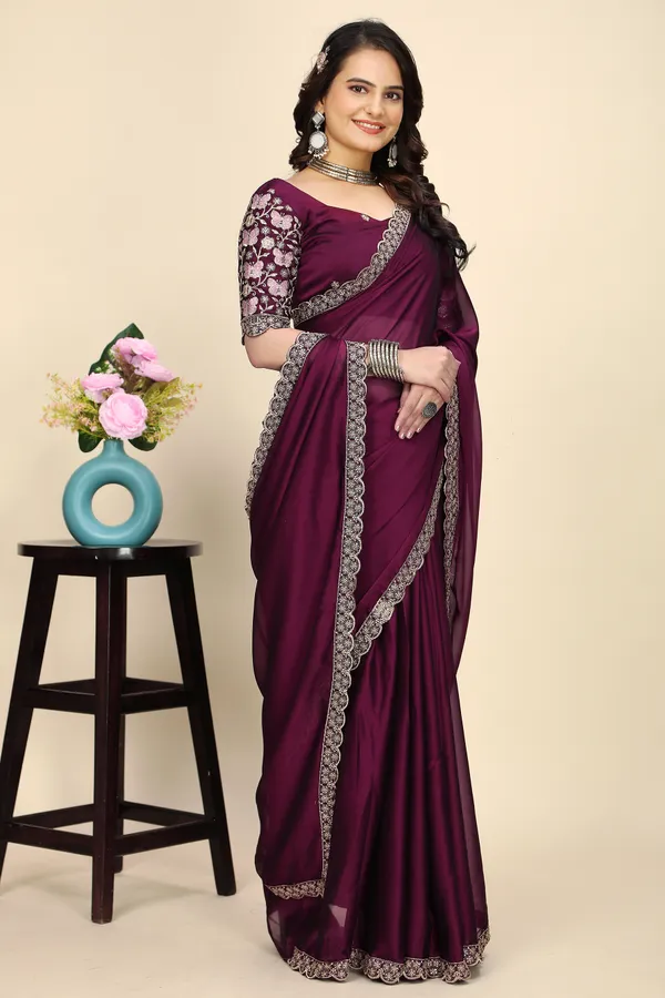 Purple_Chiffon_Saree_With_Blouse_For_Women