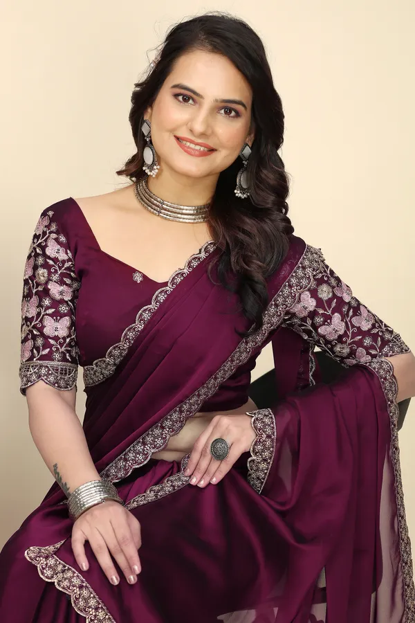 Purple_Chiffon_Saree_With_Blouse_For_Women