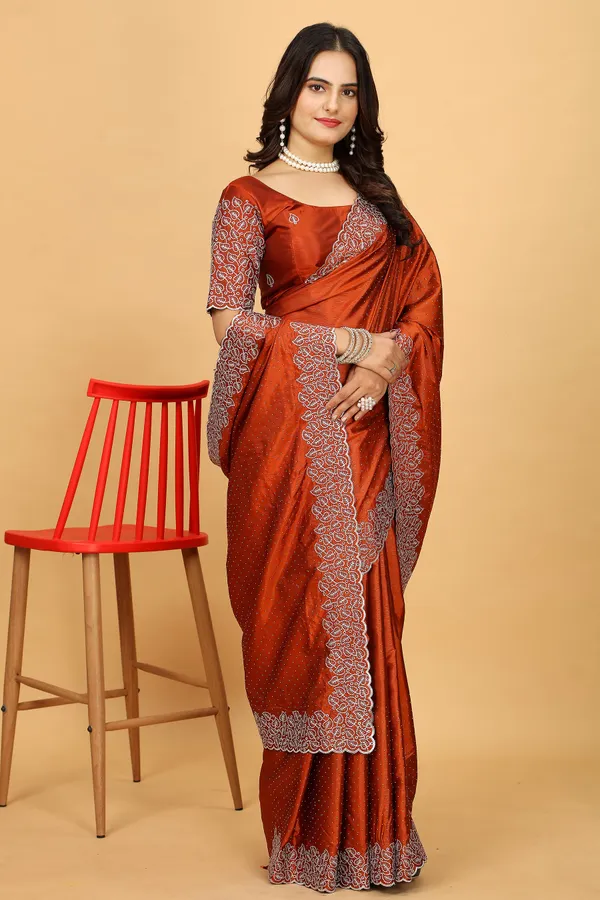 Red_Silk_Saree_With_Blouse_Piece_For_Women