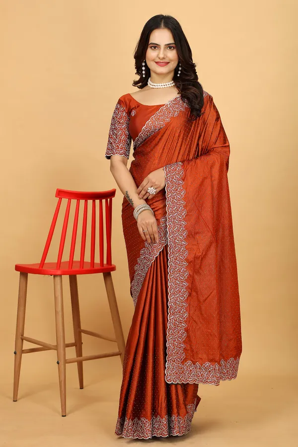 Red_Silk_Saree_With_Blouse_Piece_For_Women