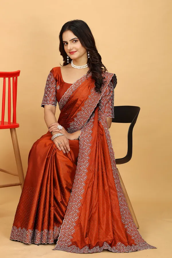 Red_Silk_Saree_With_Blouse_Piece_For_Women