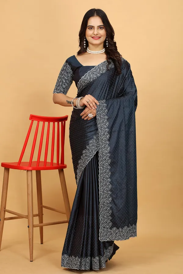 Navy_Blue_Silk_Saree_With_Blouse_Piece_For_Women