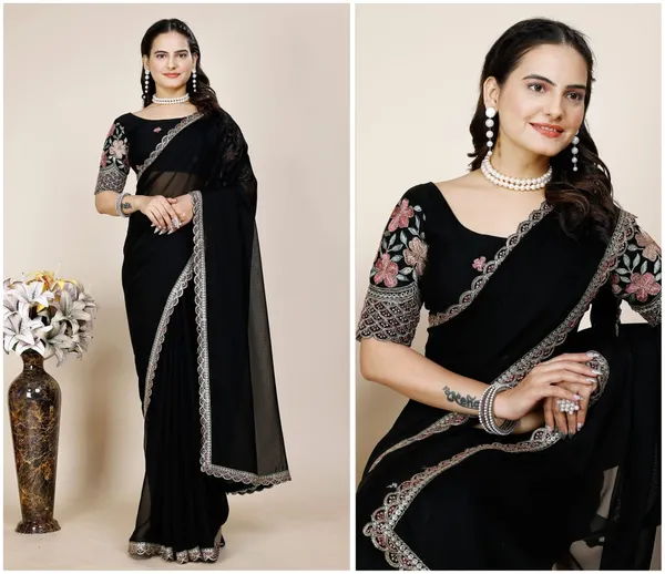Black_Premium_Chiffon_Saree_For_Women