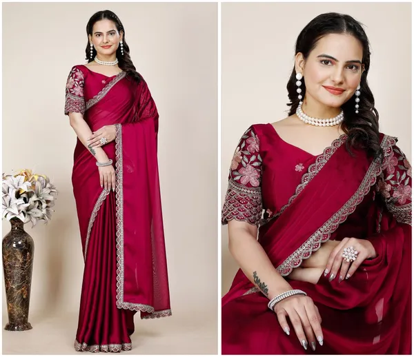 Pink_Premium_Chiffon_Saree_For_Women