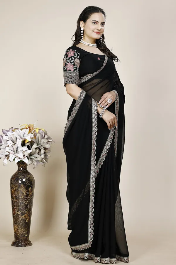Black_Premium_Chiffon_Saree_For_Women