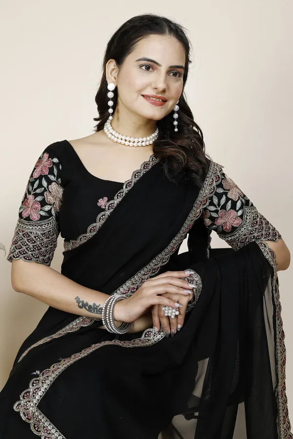 Black_Premium_Chiffon_Saree_For_Women