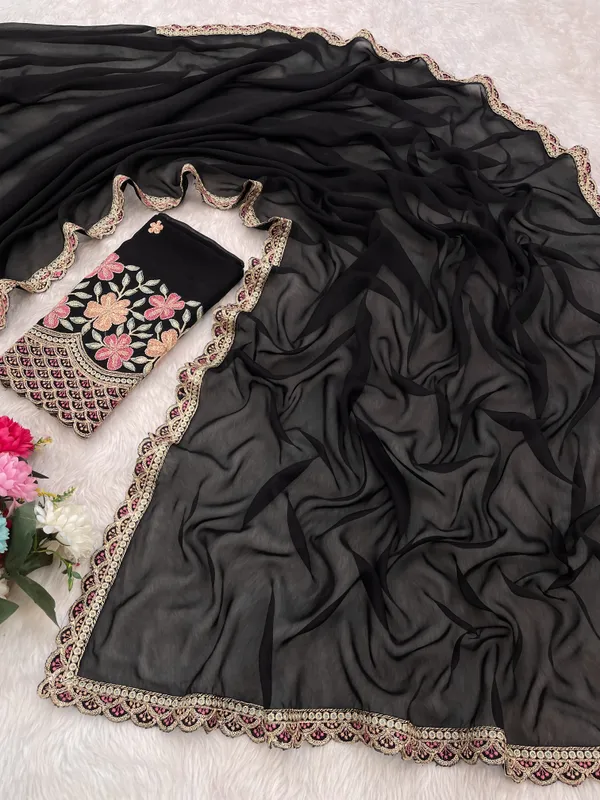 Black_Premium_Chiffon_Saree_For_Women