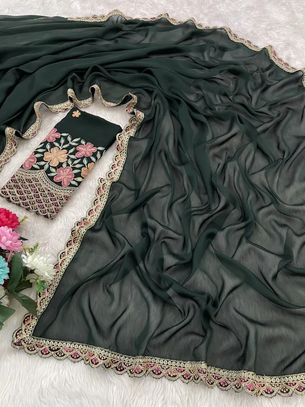Green_Premium_Chiffon_Saree_For_Women