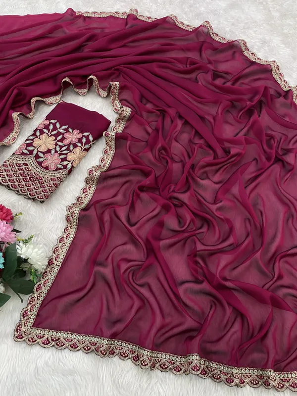 Pink_Premium_Chiffon_Saree_For_Women