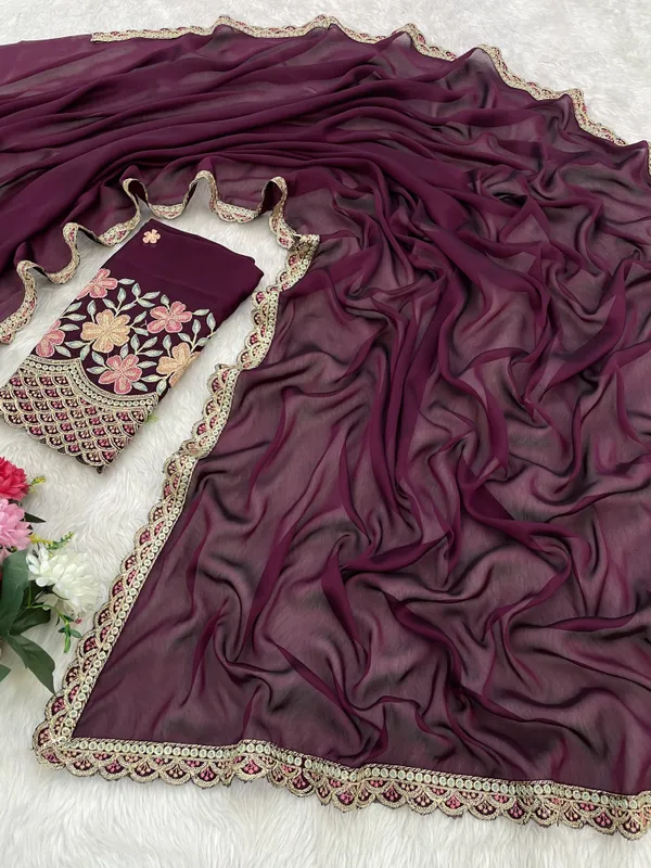 Purple_Premium_Chiffon_Saree_For_Women