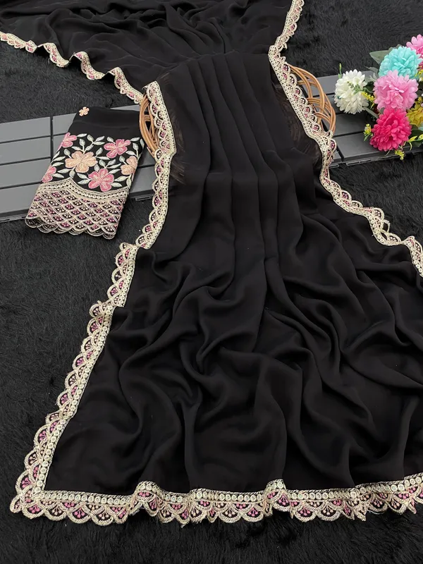 Black_Premium_Chiffon_Saree_For_Women