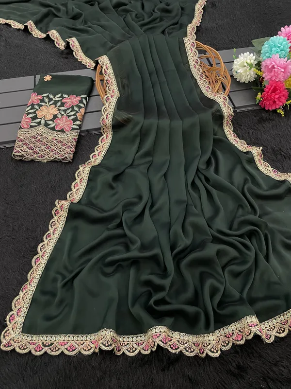 Green_Premium_Chiffon_Saree_For_Women