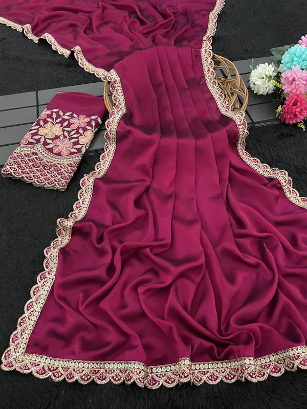 Pink_Premium_Chiffon_Saree_For_Women